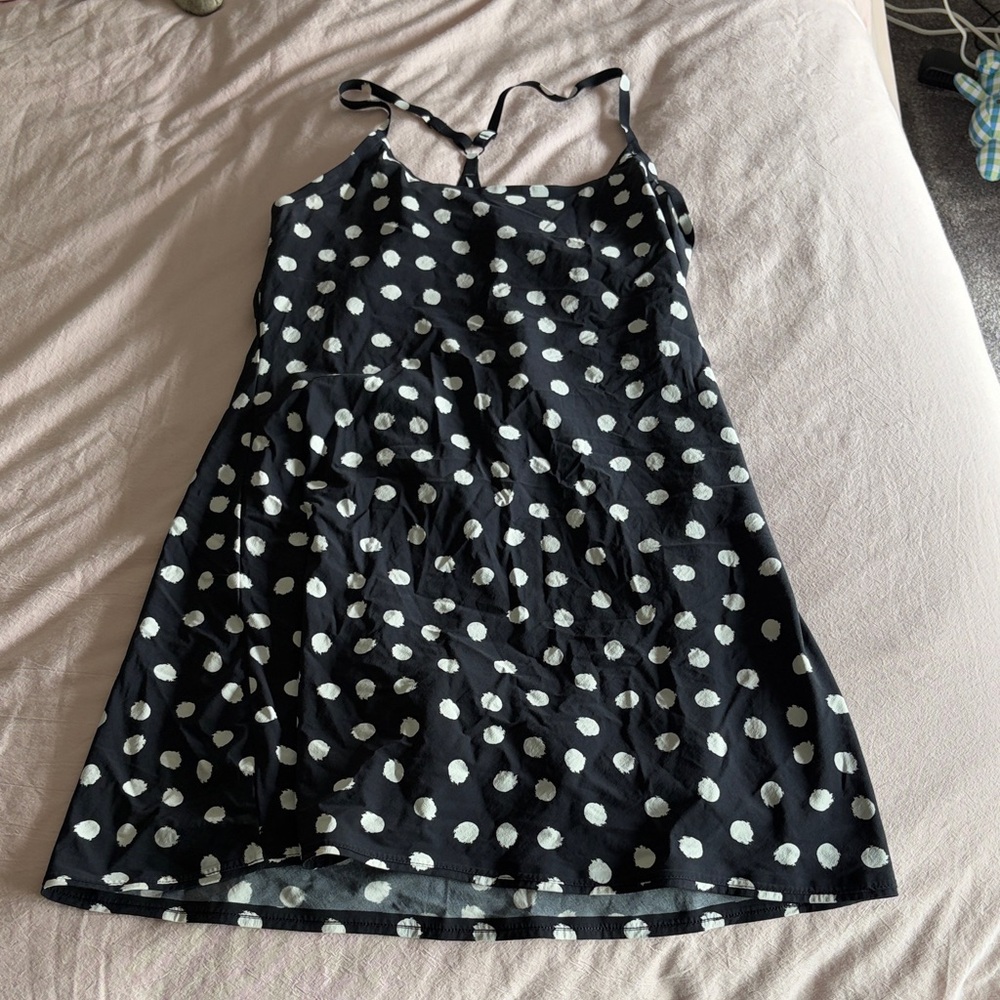 Outdoor voices polka dot black and white exercise dress size large L